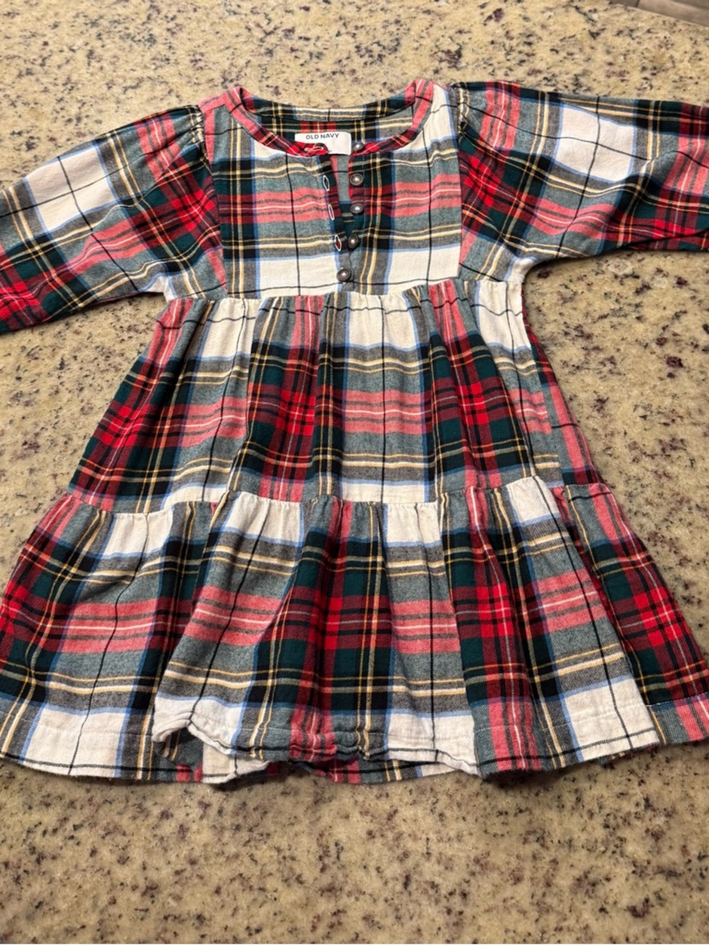 Old Navy Red Green & Cream Plaid Button-Front Top